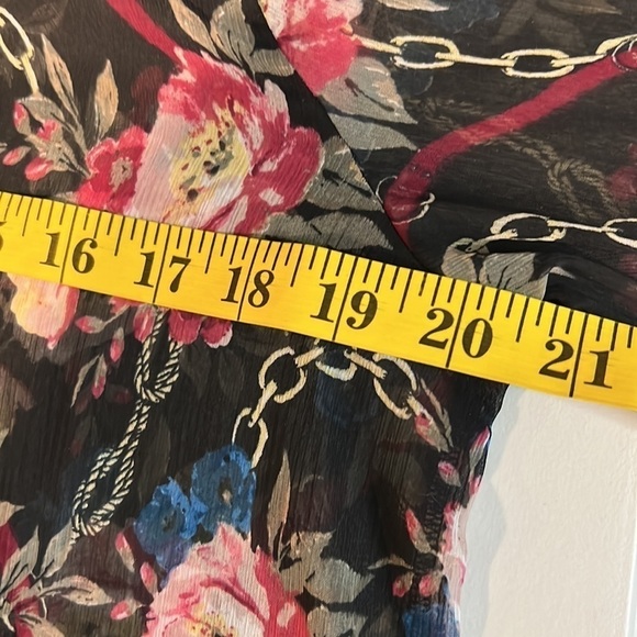 Seven 7 Sheer Floral Long Sleeve Blouse Medium - Picture 8 of 11